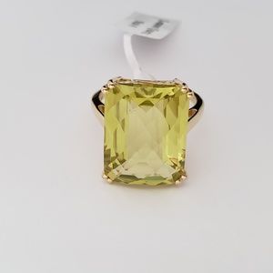 14K Yellow Gold Plate Sterling Silver Lemon Quartz Ring 9